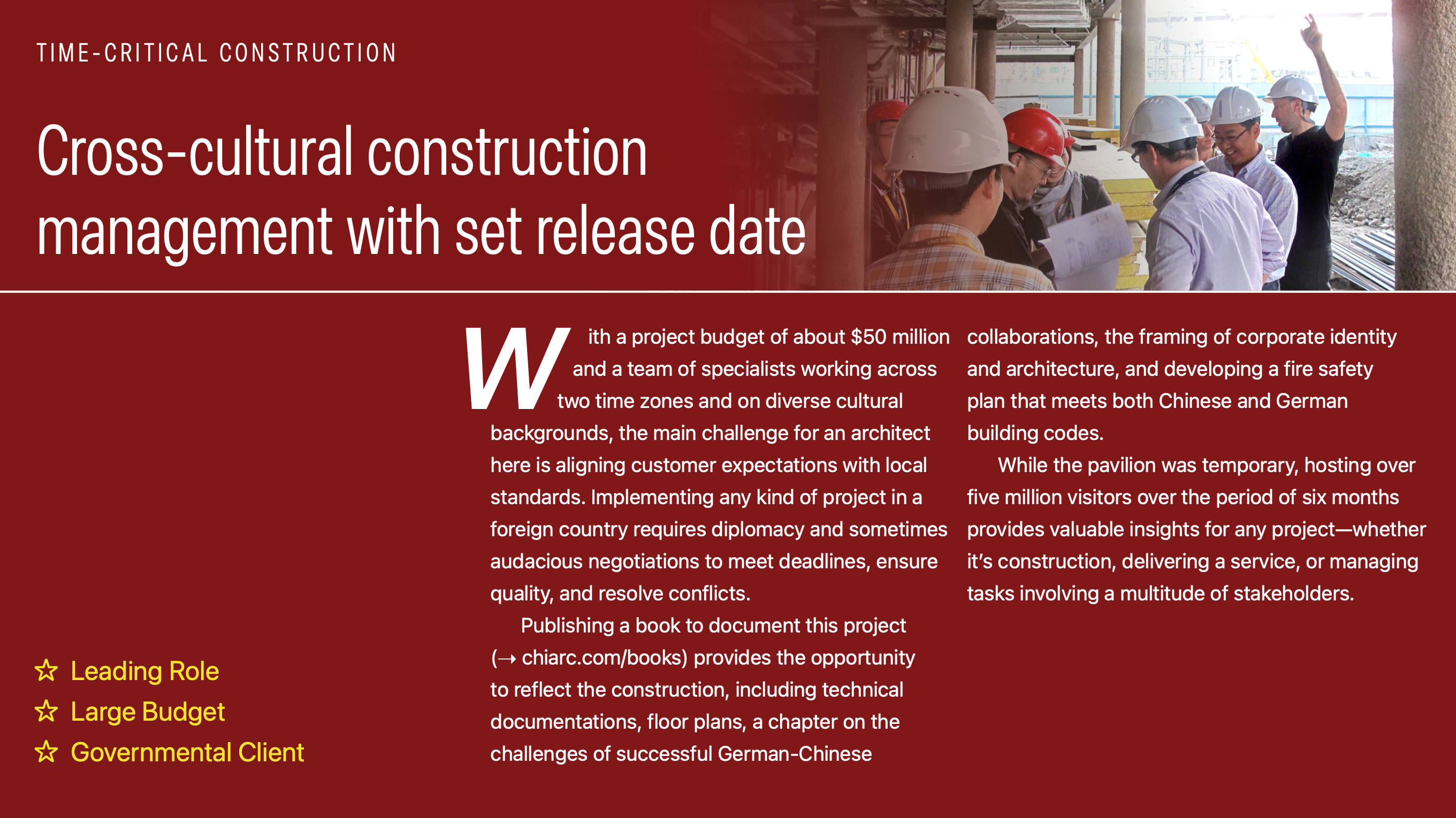 Cross-cultural construction management with set release date